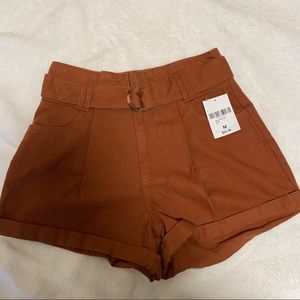 Autumn brown paper bag shorts